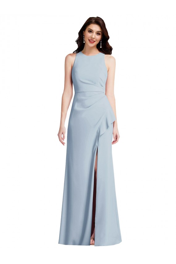 Light Sky Blue Halter Neck Sleeveless Long Trumpet Prom Dress Canada Supplier