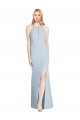Light Sky Blue Halter Neck Sleeveless Keyhole Back Long Prom Dress Canada Supplier