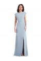 Light Sky Blue Cap Sleeves Open Back Long Prom Dress Canada Supplier