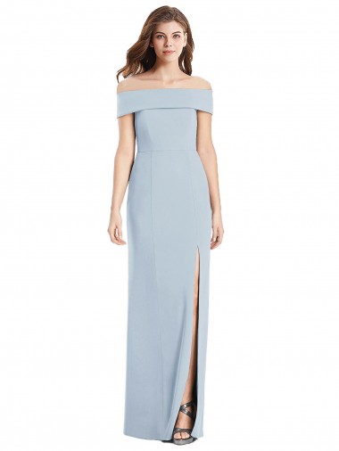 Light Sky Blue Off the Shoulder Sleeveless Long Prom Dress Canada Supplier