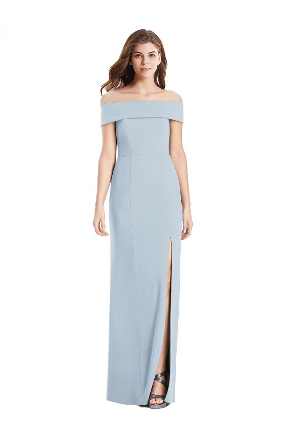 Light Sky Blue Off the Shoulder Sleeveless Long Prom Dress Canada Supplier