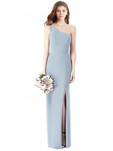 Light Sky Blue One Shoulder Sleeveless Long Prom Dresses Canada Supplier