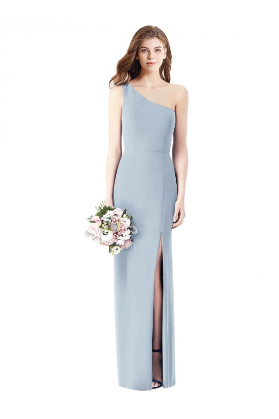 Light Sky Blue One Shoulder Sleeveless Long Prom Dresses Canada Supplier