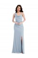 Light Sky Blue One Shoulder Sleeveless Long Prom Dress Canada Supplier