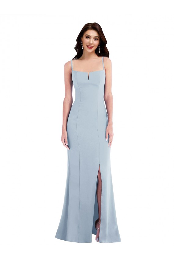 Light Sky Blue Spaghetti Straps Sleeveless Long Prom Dresses Canada Supplier