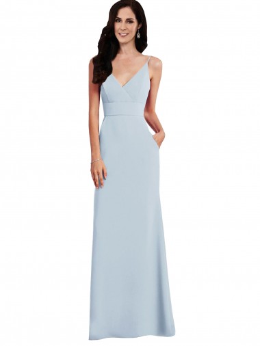 Light Sky Blue Spaghetti Straps Sleeveless Long Trumpet Prom Dress Canada Supplier