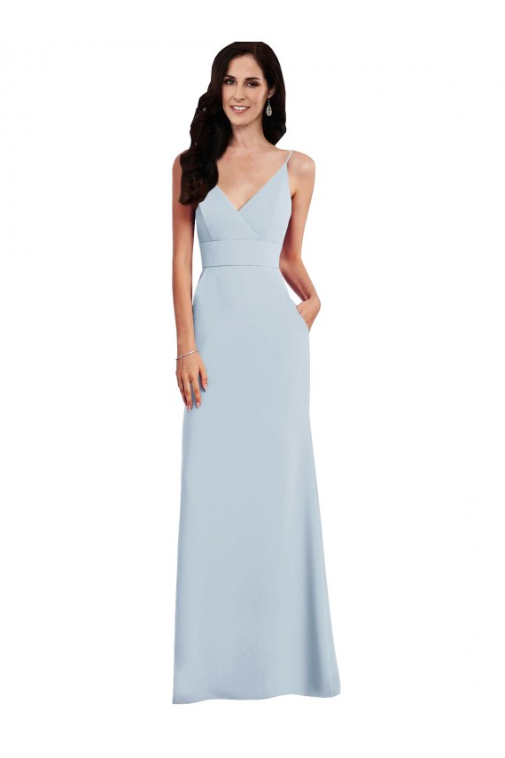 Light Sky Blue Spaghetti Straps Sleeveless Long Trumpet Prom Dress Canada Supplier