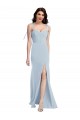 Light Sky Blue Strapless Sleeveless Low Back Long Prom Dresses Canada Supplier