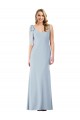 Light Sky Blue V-Neck Sleeveless V-Back Long Prom Dress Canada Supplier