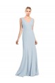 Light Sky Blue V-Neck Sleeveless Low Back Long Formal Bridal Party Dress Canada Supplier