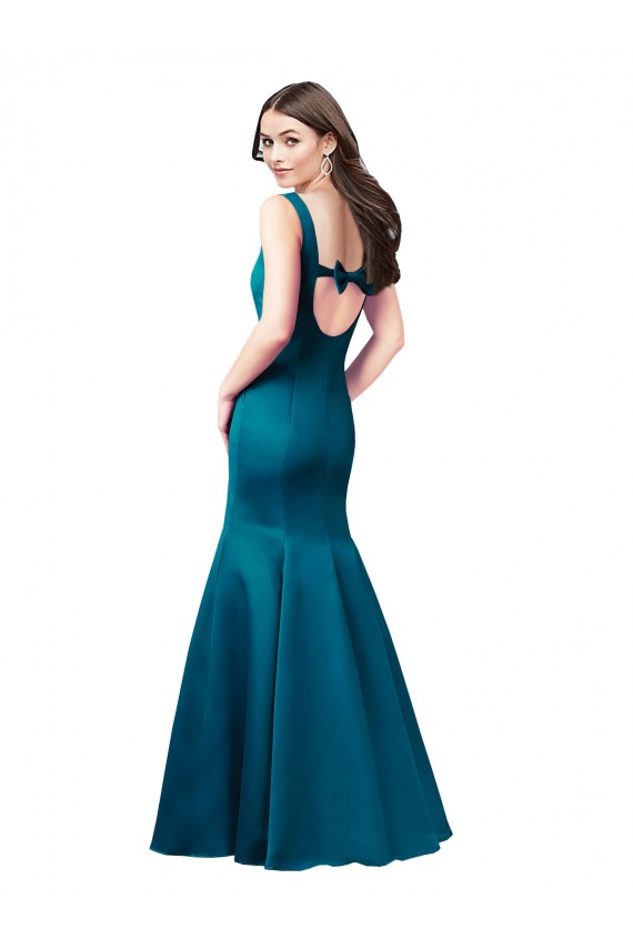 Peacock Blue Bateau Neck Sleeveless Long Evening Prom Gowns Canada Supplier