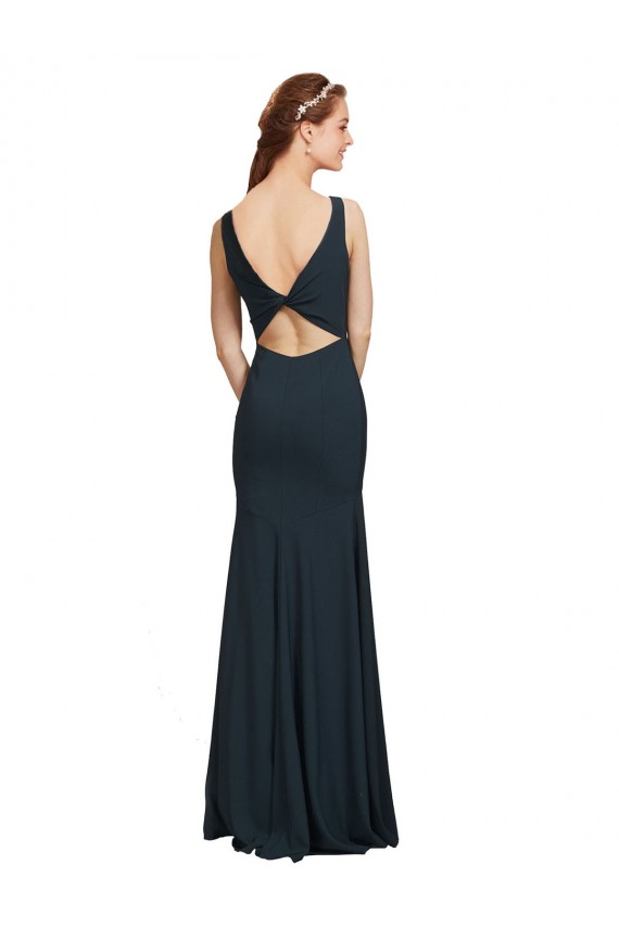 Black Bateau Neck Sleeveless Open Back Long Prom Dress Canada Supplier