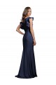 Dark Navy Bateau Neck Sleeveless Keyhole Back Long Evening Prom Gowns Canada Supplier