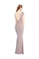 Dusty Pink Boat Neck Cap Sleeves Tie Back Long Prom Dress Canada Supplier