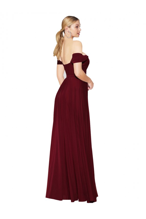 Burgundy High Neck Sleeveless Long Bridal Party Dress Canada Supplier