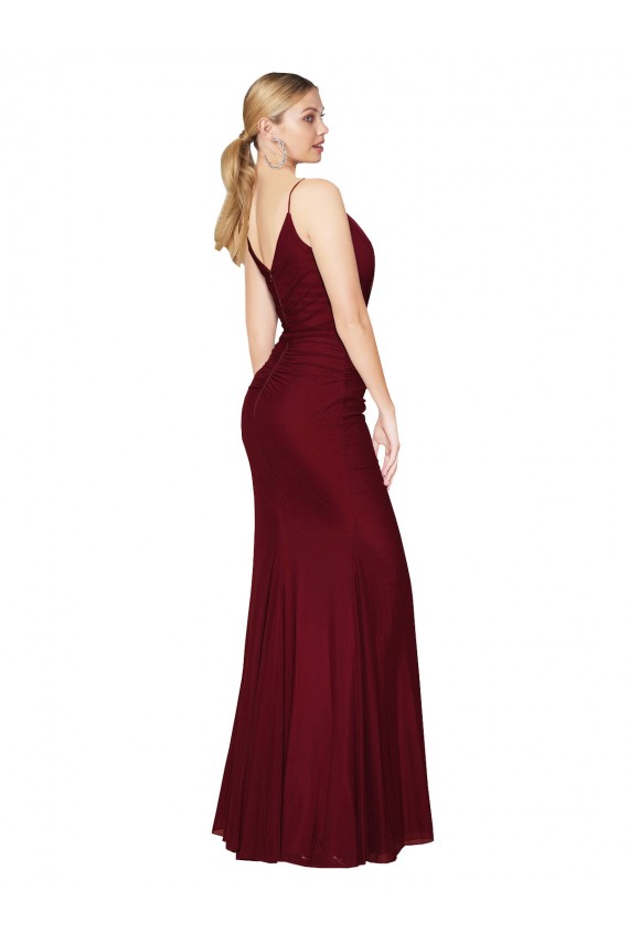 Burgundy High Neck Sleeveless V-Back Long Sexy Prom Dress Canada Supplier