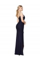 Dark Navy High Neck Sleeveless V-Back Soft Chiffon Long Prom Dress Canada Supplier