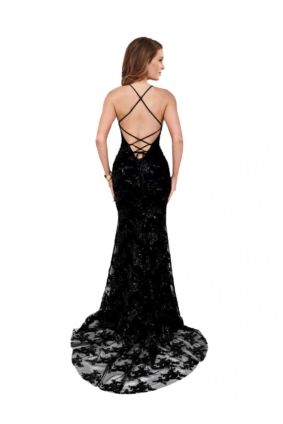 Black High Neck Sleeveless Open Back Long Sexy Prom Dress Canada Supplier