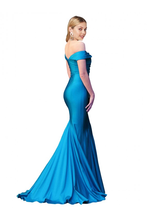 Peacock Blue High Neck Sleeveless Satin Long Prom Dress Canada Supplier