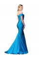 Peacock Blue High Neck Sleeveless Satin Long Prom Dress Canada Supplier