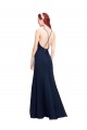 Dark Navy High Neck Sleeveless Long Evening Prom Gowns Canada Supplier