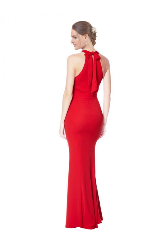Red High Neck Sleeveless Long Prom Dresses Canada Supplier