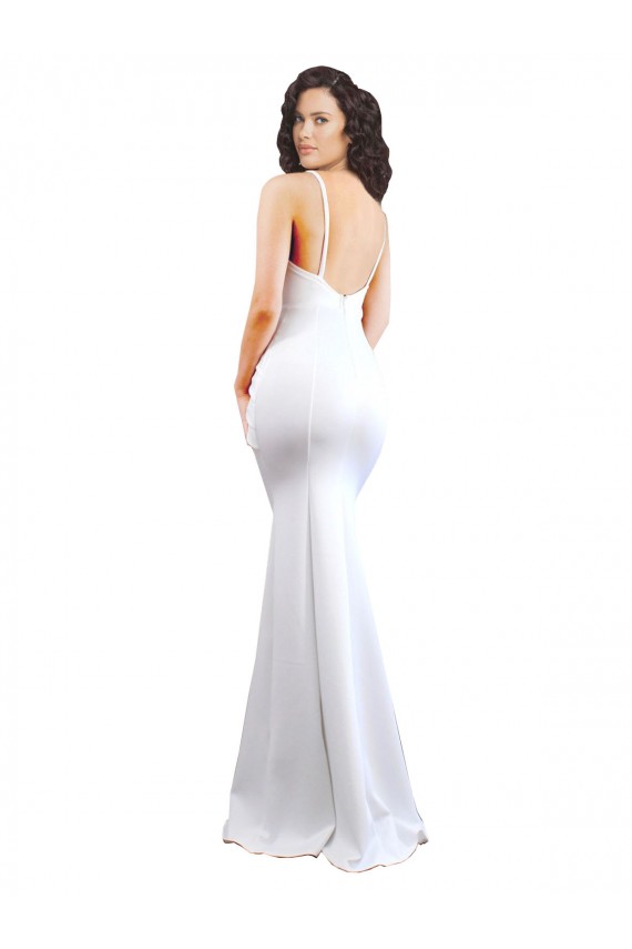 White High Neck Sleeveless Low Back Long Sexy Prom Dress Canada Supplier