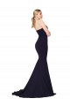 Dark Navy High Neck Sleeveless Sweep Train Bridal Party Dress Canada Supplier