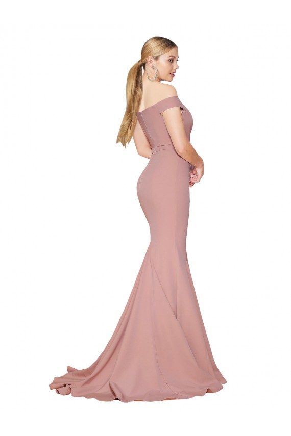 Dusty Pink High Neck Sleeveless Stretch Crepe Sweep Train Prom Dress Canada Supplier