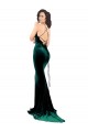 Dark Green High Neck Sleeveless Low Back Sweep Train Prom Dress Canada Supplier