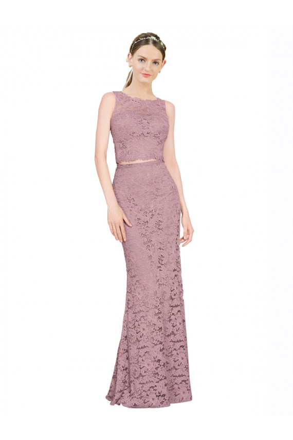 Illusion Neck Sleeveless Long Bridal Party Dress Canada Supplier