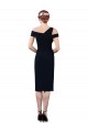Dark Navy Off the Shoulder Sleeveless Cocktail Length Bridesmaid Gowns Canada Supplier