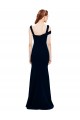 Dark Navy Off the Shoulder Sleeveless Stretch Crepe Long Prom Dress Canada Supplier
