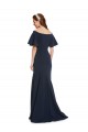 Dark Navy Off the Shoulder Short Sleeves Long Prom Dress Canada Supplier