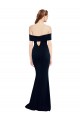 Dark Navy Off the Shoulder Sleeveless Keyhole Back Long Prom Dress Canada Supplier