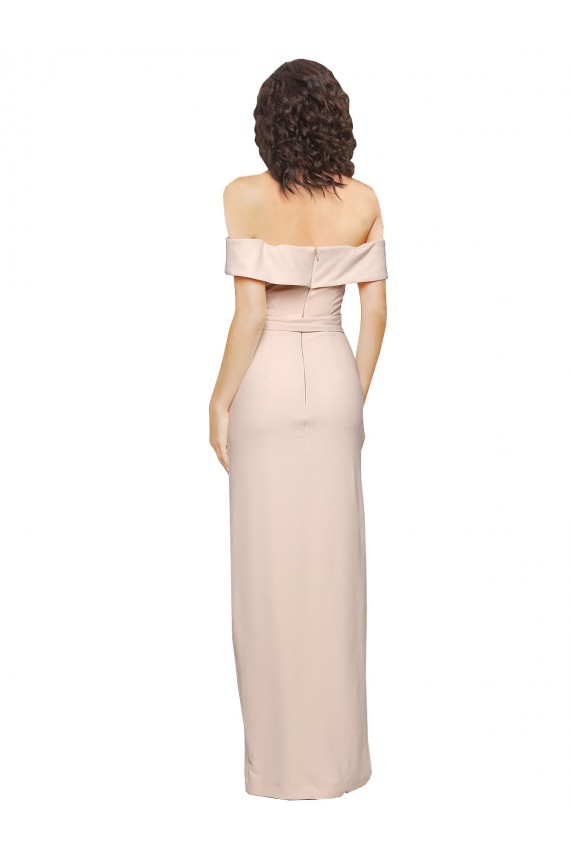 Nude Off the Shoulder Sleeveless Low Back Long Prom Dress Canada Supplier