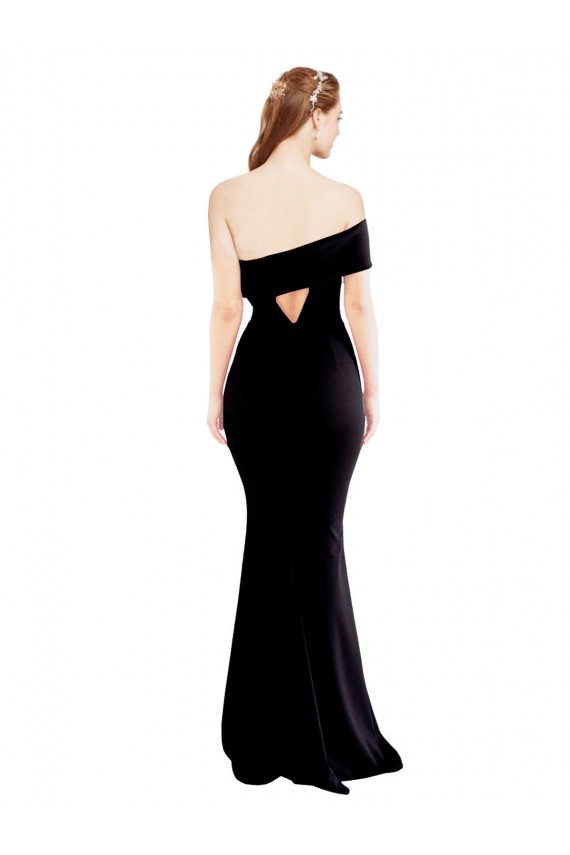 Black One Shoulder Sleeveless Keyhole Back Long Prom Dress Canada Supplier