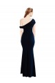 Dark Navy One Shoulder Sleeveless Stretch Crepe Long Bridesmaid Gown Canada Supplier