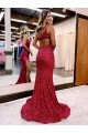 Burgundy One Shoulder Sleeveless Sweep Train Long Prom Dress Canada Supplier
