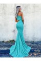 One Shoulder Sleeveless Sweep Train Prom Dress Canada Supplier