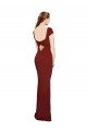 Burgundy Round Neck Cap Sleeves Keyhole Back Long Prom Dress Canada Supplier