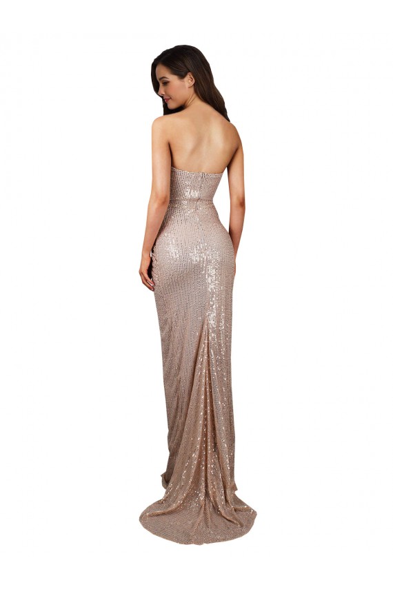 Champagne Scoop Neck Sleeveless Low Back Long Sexy Prom Dress Canada Supplier