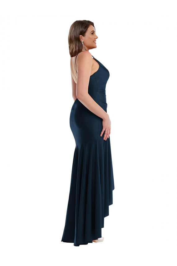 Dark Navy Spaghetti Straps Sleeveless Long Plus Size Evening Prom Gowns Canada Supplier
