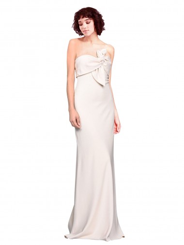 Strapless Sleeveless Stretch Crepe Long Prom Dress Canada Supplier