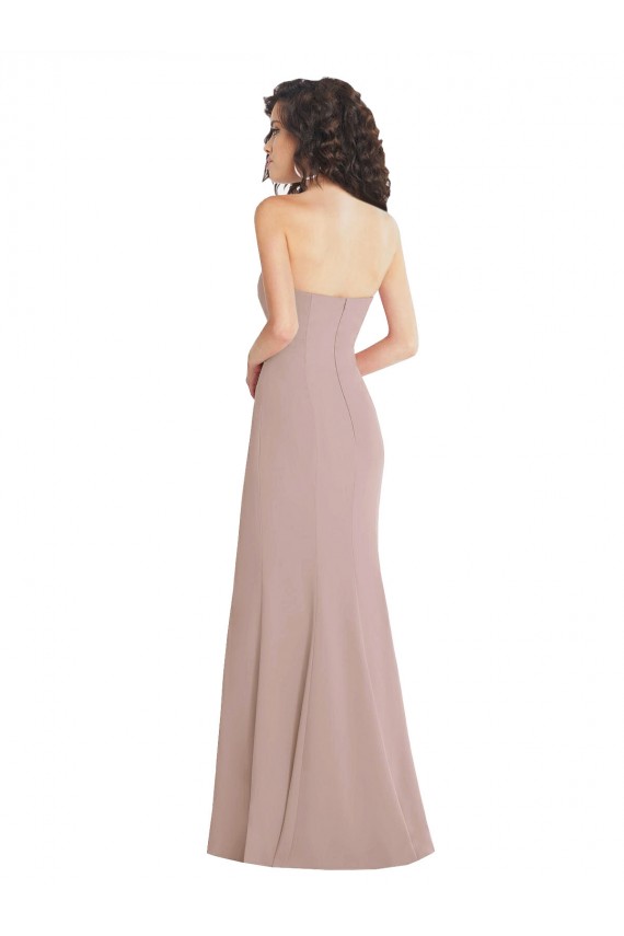 Dusty Pink Strapless Sleeveless Long Prom Dresses Canada Supplier