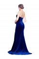 Royal Blue Strapless Sleeveless Low Back Sweep Train Prom Dress Canada Supplier