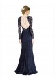 Dark Navy Sweetheart Long Sleeves Keyhole Back Long Prom Dress Canada Supplier