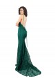 Dark Green V-Neck Sleeveless Open Back Long Prom Dress Canada Supplier