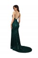 Dark Green V-Neck Sleeveless Low Back Long Sexy Prom Dress Canada Supplier