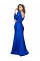 Royal Blue V-Neck Long Sleeves V-Back Long Sexy Prom Dress Canada Supplier